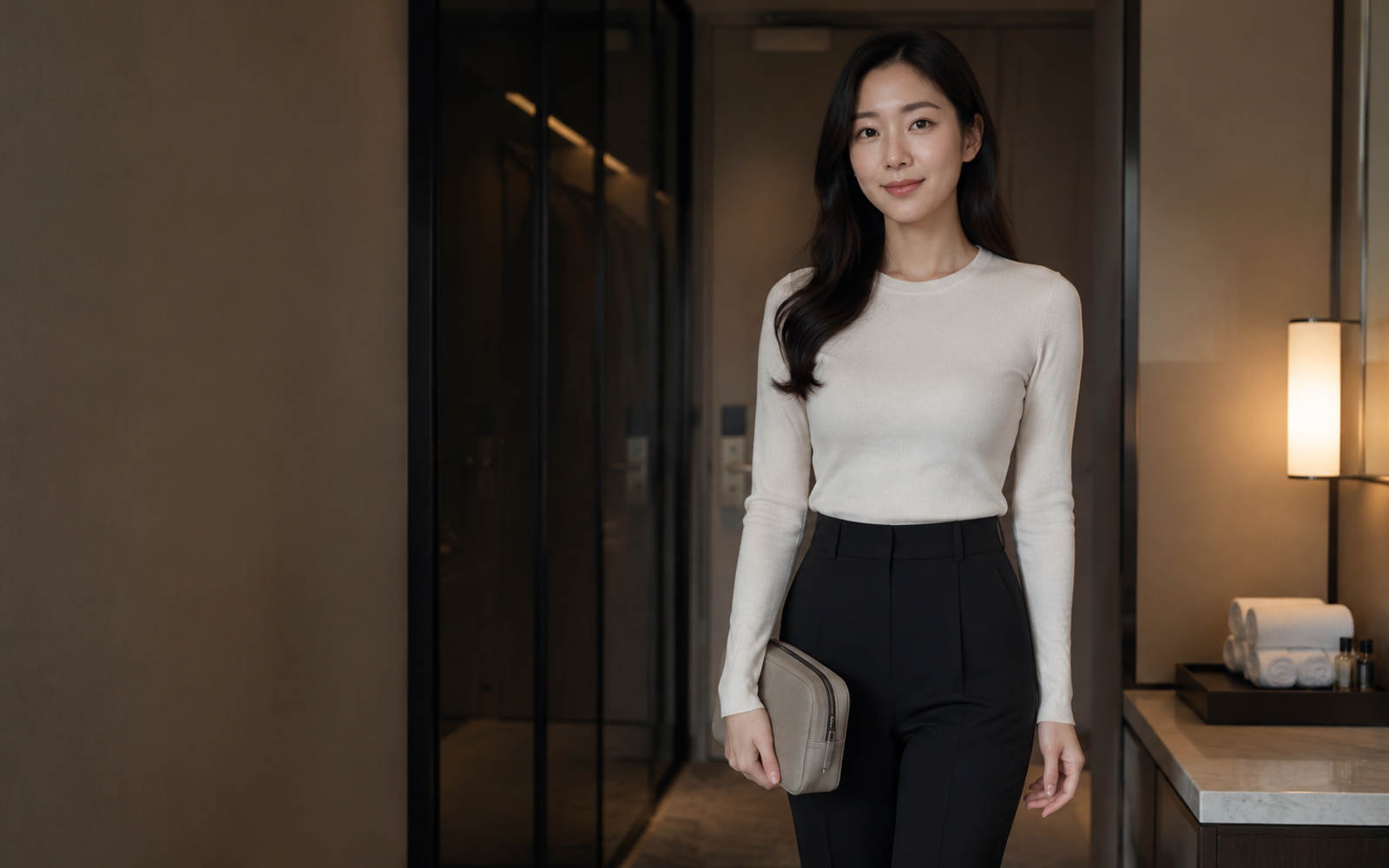 이천 방문 홈케어를 안내하는 젊은 성인 한국 여성 관리사